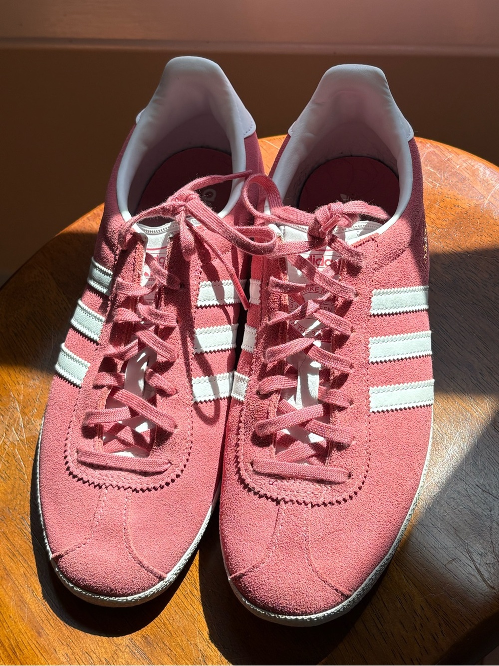 adidas Women’s Gazelle Pink Suede Sneakers with White Stripes